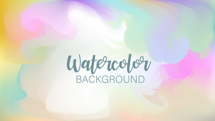 Pastel watercolor backdrop. Fashion background. Watercolor brush strokes. Creative illustration. Artistic color palette. Vector illustration.