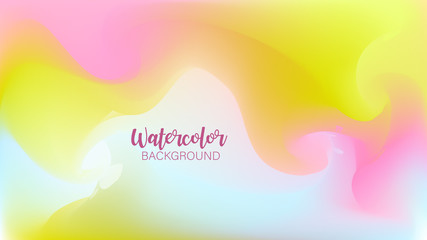Pastel watercolor backdrop.  Fashion background. Watercolor brush strokes. Creative illustration. Artistic color palette. Vector illustration.