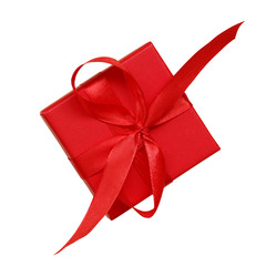 red box with bow isolated on white background.