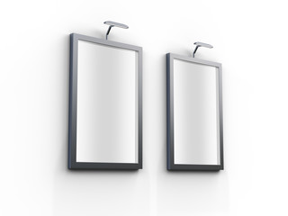 	 3D rendering of blank billboard (empty advertisement) isolated on white. Empty mockup template	