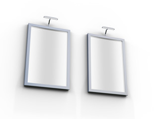 	 3D rendering of blank billboard (empty advertisement) isolated on white. Empty mockup template	