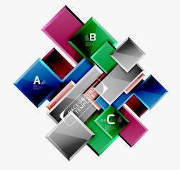 Geometrical design squares abstract banner, glossy shiny effects