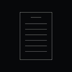 Document  vector icon . Black background