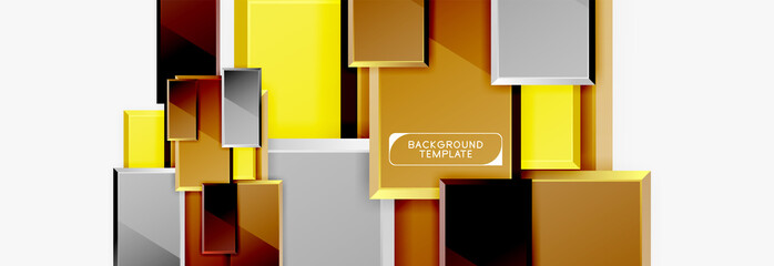 Geometrical design squares abstract banner, glossy shiny effects