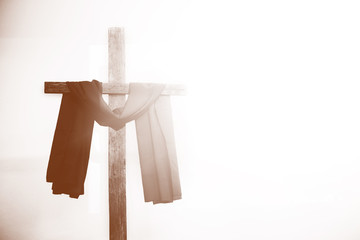soft focus of cross in light with copy space.Good friday and Easter concept.