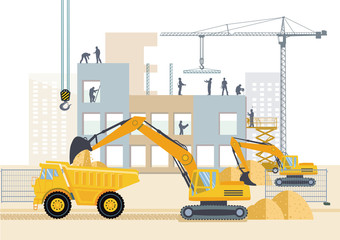 Handwerker auf der Baustelle beim aufbauen
