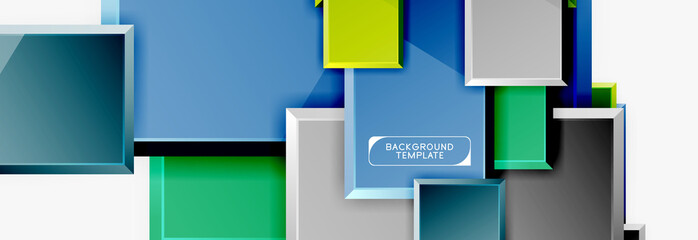 Fototapeta premium Geometrical design squares abstract banner, glossy shiny effects