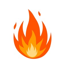 Abstract fire icon isolated over white background. Symbol for flame