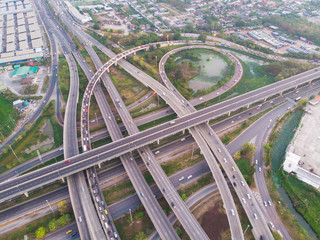 Naklejka premium Aerial view city traffic road
