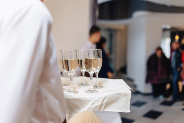 alcohol at celebrations in glasses and buffets