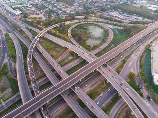 City transport traffic road with car movement at dusk