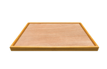 Wooden tray isolated on white background with clipping path