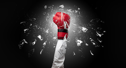 Big hand hits intense and breaks glasses © ra2 studio