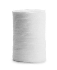 Stack of cotton pads isolated on white