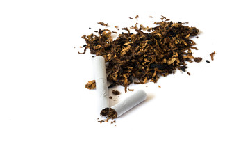 tobacco and  broken cigarettes