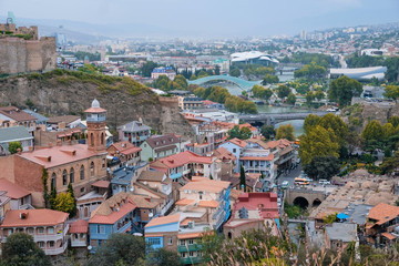 top view of the city of Tbilisi in Georgia