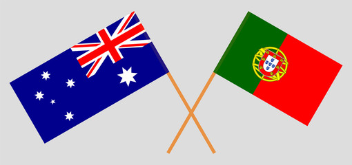 Australia and Portugal. The Australian and Portuguese flags. Official colors. Correct proportion. Vector