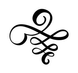 Vector floral calligraphy element flourish. Hand drawn divider for page decoration and frame design illustration swirl ornament. Decorative silhouette for wedding cards and invitations