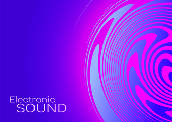 Modern poster design for electronic music. Glowing circle on a blue background. Planet in the night sky. Abstract gradient for a club template.