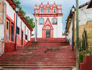Stunning view of Calvary Temple, colonial church in Chiapa de Corzo, Chiapas, Mexico