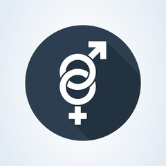 Heterosexual gender symbol icon vector, male and female flat sign, solid pictogram isolated on white