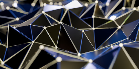 Fototapeta premium Abstract connection structure with connecting dots and lines - 3d rendering