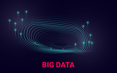 Big data visualization. Bright technology background. Visual presentation on big data analysis. Music cover.