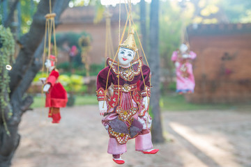 Bonecos marionetes (puppets) em Bagan, Myanmar.