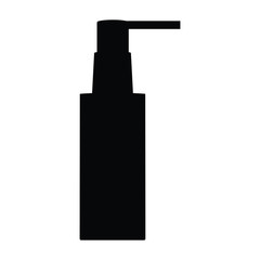 A black and white vector silhouette of a hand soap dispenser 