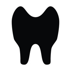 A black and white vector silhouette of a tooth