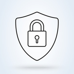 Abstract security vector icon illustration isolated on black background. Shield security icon.