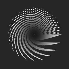 Radial wireframe a grid of lines and stripes on a black background Polygon circle pattern design element Abstract graphic round grid of radial lines Modern cyber technology geometric background Vector