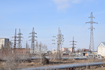 Industrial landscape. Power line.