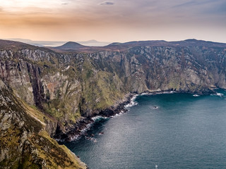 Aerial view of the cliffs of horn head at the wild atlantic way in Donegal - Ireland