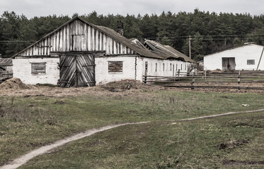 Old farm, abandoned shelter for livestock