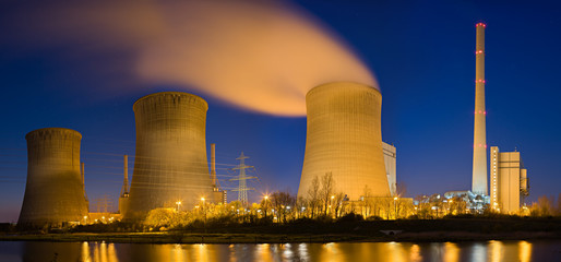 Power Station At Night Panorama