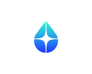 Fototapeta premium Drop water vector logo. Aqua oil star creative logotype.