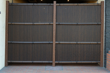 street wall background ,Industrial background, empty grunge urban street with warehouse brick wall