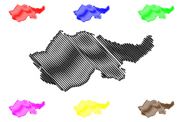 Dohuk Governorate (Republic of Iraq, Governorates of Iraq) map vector illustration, scribble sketch Dohuk Province map