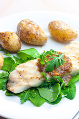 pikeperch with spinach and potatoes