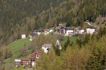 Fototapeta na wymiar View of Zoppe Di Cadore from neighbour mountains, Italy