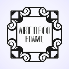 Vintage ornamental modern art deco border frame for invitation and packaging of luxury products. Retro luxury background