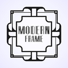 Modern art deco vintage border and frame for design of badge, logo, label, invitation and packaging of luxury products. Retro luxury background. Vector illustration