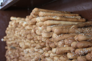 Texture of Oriental Breadsticks in Sesame