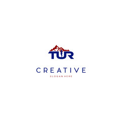 Letter TUR With Runner Mountain Creative Icon Logo Design Element Template Vector