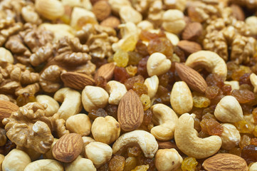 raisins nuts almonds cashews hazelnuts walnut mix platter texture