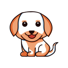 Fototapeta premium vector illustration cute dog puppy sitting smile pet animal character isoltaed flat design cartoon style design