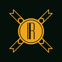Vector vintage modern art deco emblem with monogram