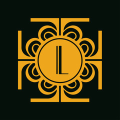 Vector modern art deco frame. Elegant monogram design template.