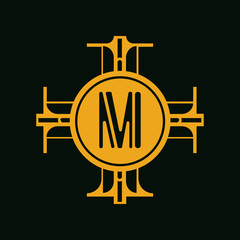 Vector modern art deco frame. Elegant monogram design template.